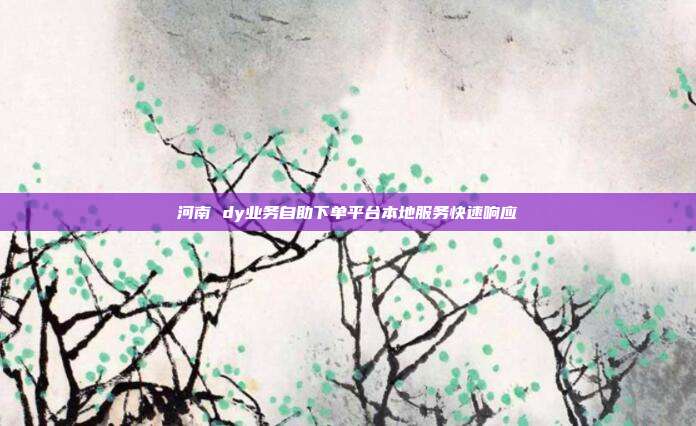 河南 dy业务自助下单平台本地服务快速响应