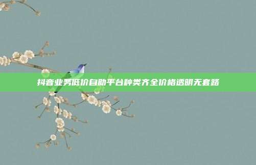 抖音业务低价自助平台种类齐全价格透明无套路