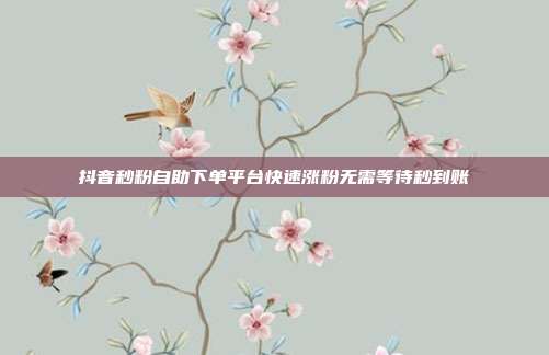 抖音秒粉自助下单平台快速涨粉无需等待秒到账