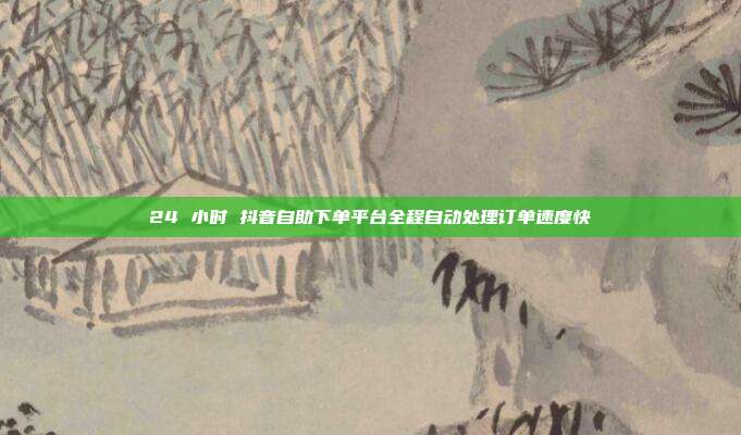 24 小时 抖音自助下单平台全程自动处理订单速度快