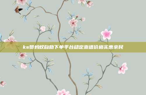 ks赞蚂蚁自助下单平台稳定靠谱价格实惠亲民