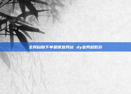 全网自助下单最便宜网站 dy业务超低价