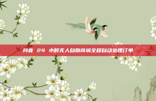 抖音 24 小时无人自助商城全程自动处理订单