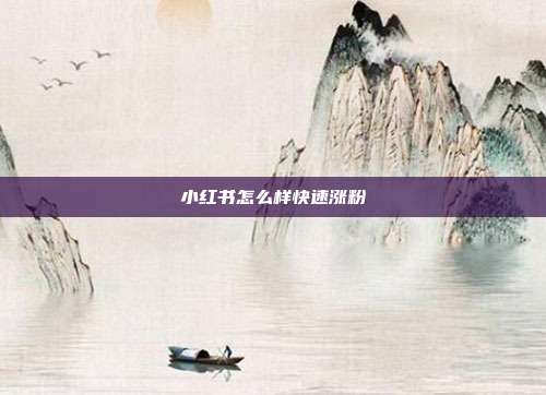 小红书怎么样快速涨粉