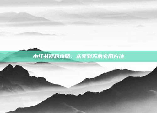 小红书涨粉攻略:从零到万的实用方法