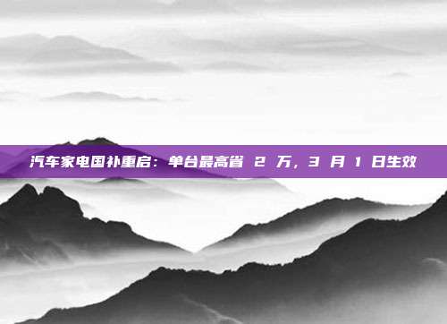 汽车家电国补重启：单台最高省 2 万，3 月 1 日生效