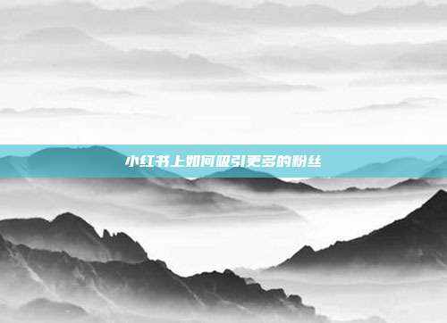小红书上如何吸引更多的粉丝