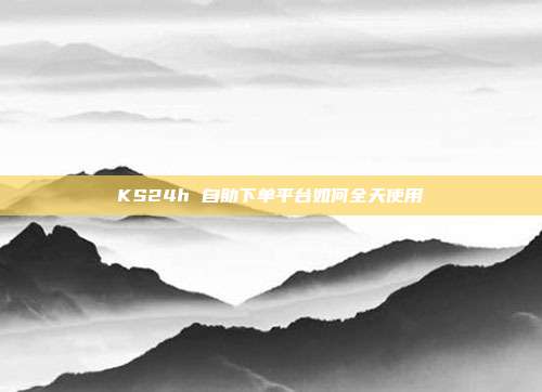 KS24h 自助下单平台如何全天使用
