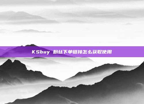 KSbuy 粉丝下单链接怎么获取使用
