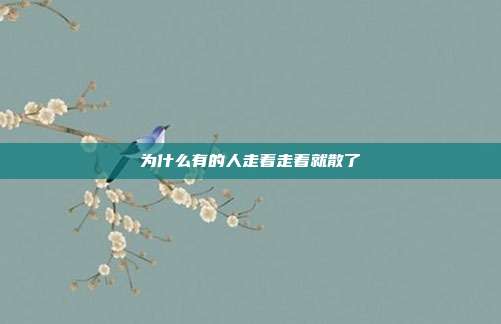 为什么有的人走着走着就散了