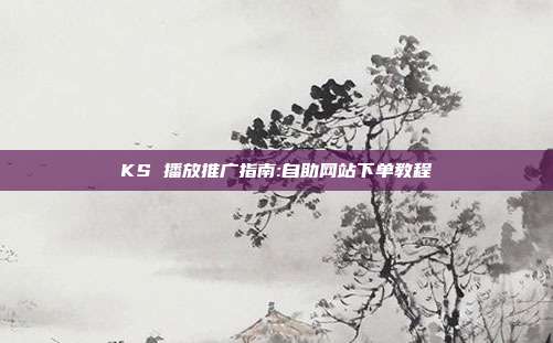 KS 播放推广指南:自助网站下单教程