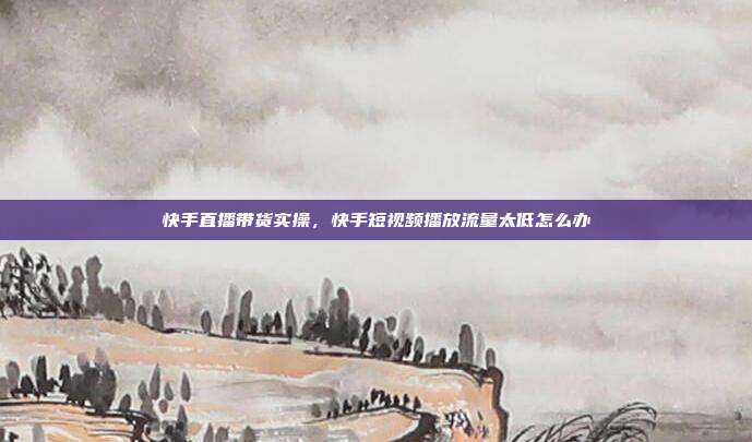 快手直播带货实操,快手短视频播放流量太低怎么办
