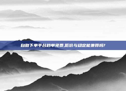 自助下单平台秒单免费,低价与稳定能兼得吗?