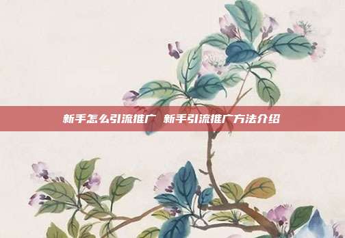 新手怎么引流推广 新手引流推广方法介绍