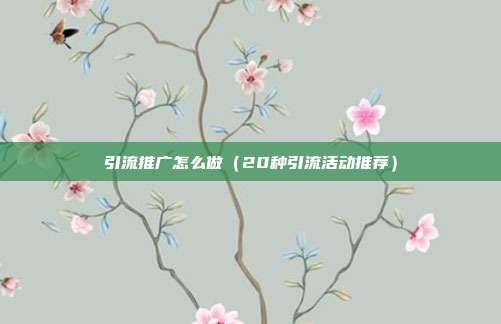 引流推广怎么做(20种引流活动推荐)