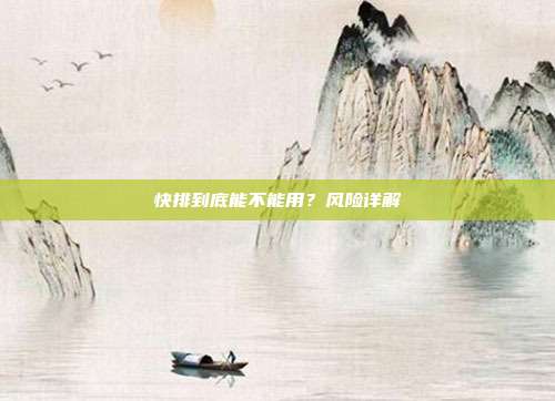 快排到底能不能用?风险详解