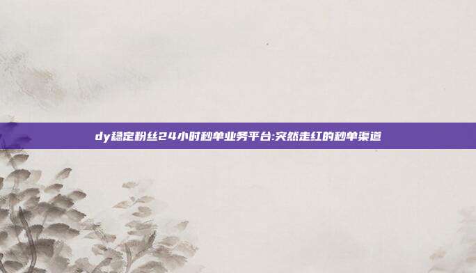 dy稳定粉丝24小时秒单业务平台:突然走红的秒单渠道